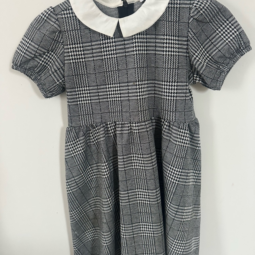 Classic Plaid Kids Dress with White Collar 6-7 122cm height